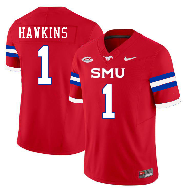 SMU Mustangs #1 Ty Hawkins Jersey College Football Uniforms-Red